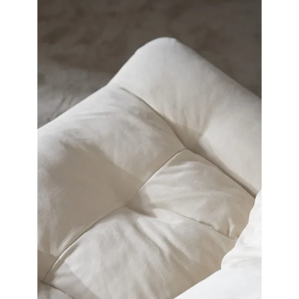Cloud Swivel Lounge Chair in Cream Suede with Goose Down — in a room setting