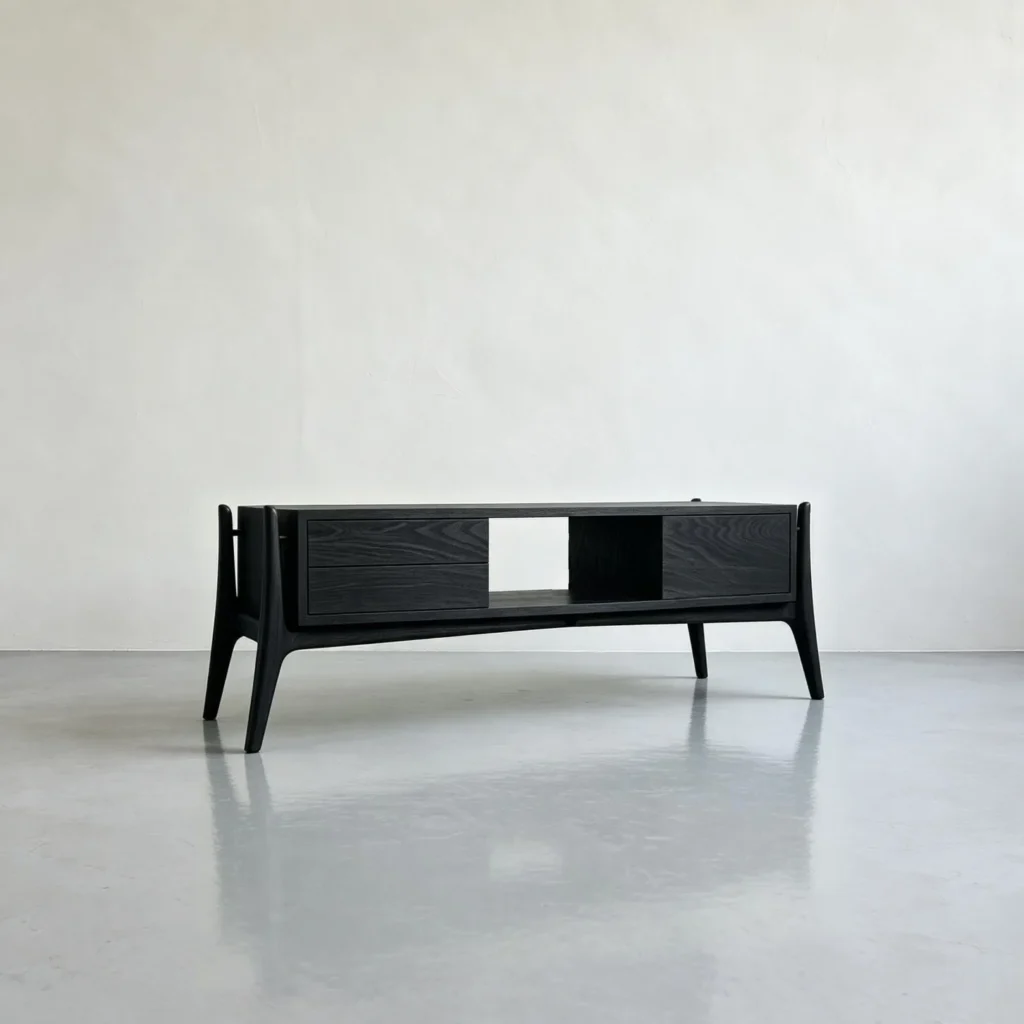 Minimalist Black Ash Stand in solid ash — front view