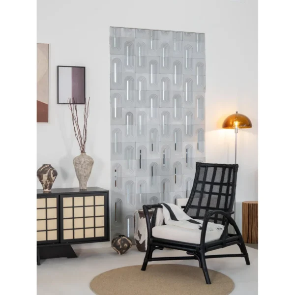 Cloud Solid Wood Sideboard with Cane Grid Doors in black — in a room setting