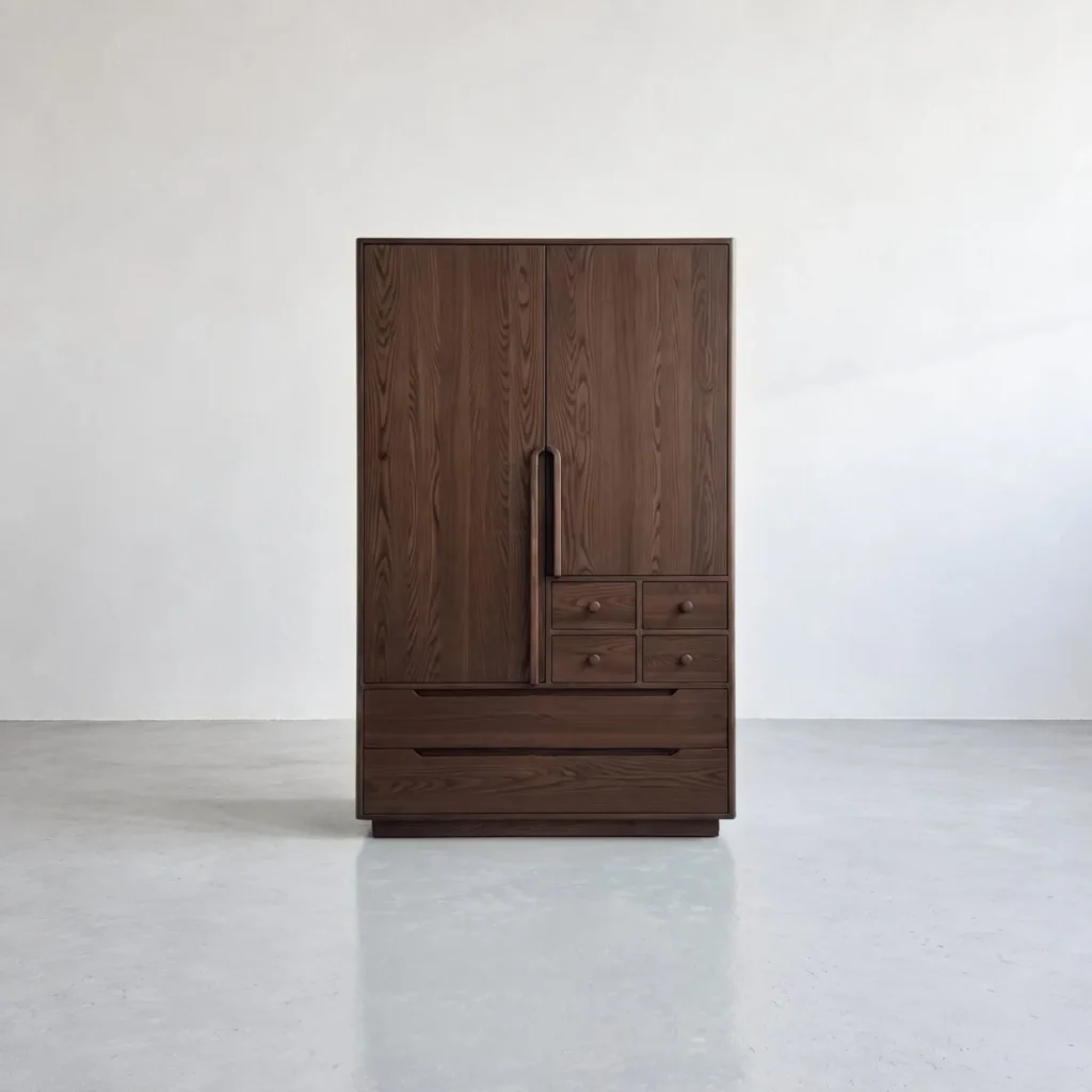 Minimalist Oak Wardrobe in solid oak — front view