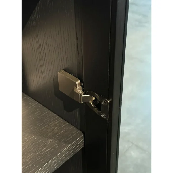Black Wood Display Cabinet in black — in a room setting