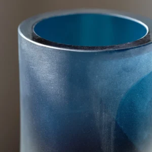 Sea Tide Mist Gradient Cylinder Glass Vase in blue — in a room setting