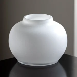 Mist White Frosted Gourd Glass Vase, Three Sizes in ivory — front view
