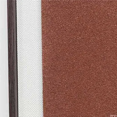 Tall Rust Panel with Crackled Charcoal Scroll, 60 x 160 cm in rust — detail