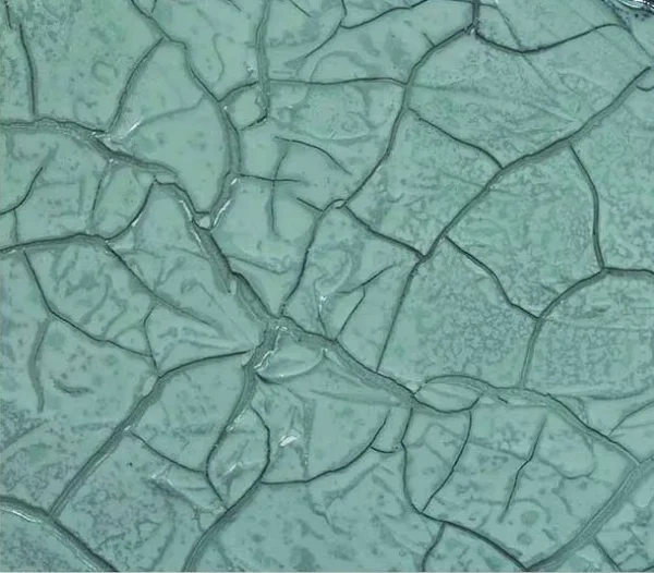 Teal Crackle Glaze with Ink Bloom in Black Frame, 60 x 60 cm — detail
