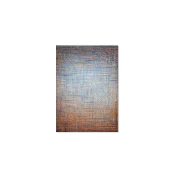 Blue and Rust Crosshatch Abstract Wall Art, 90 x 120 cm in blue — in a room setting