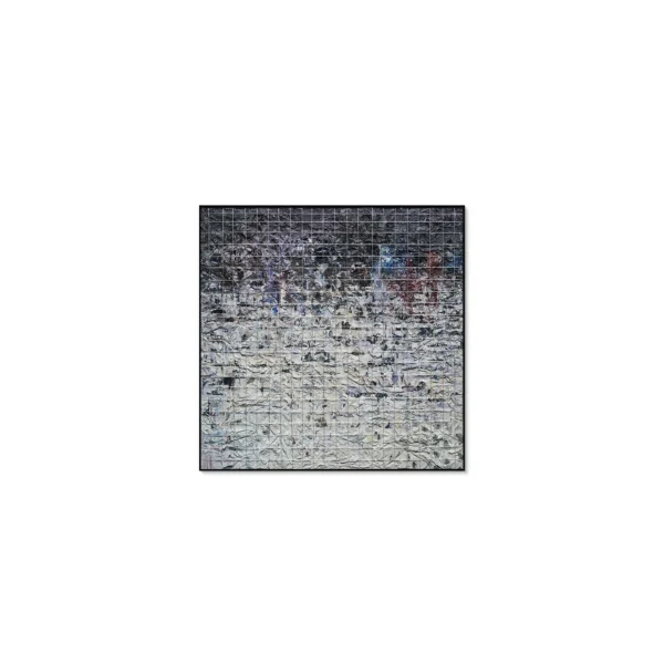 Mottled Stone Abstract Wall Art in Black Frame, 90 x 90 cm — in a room setting