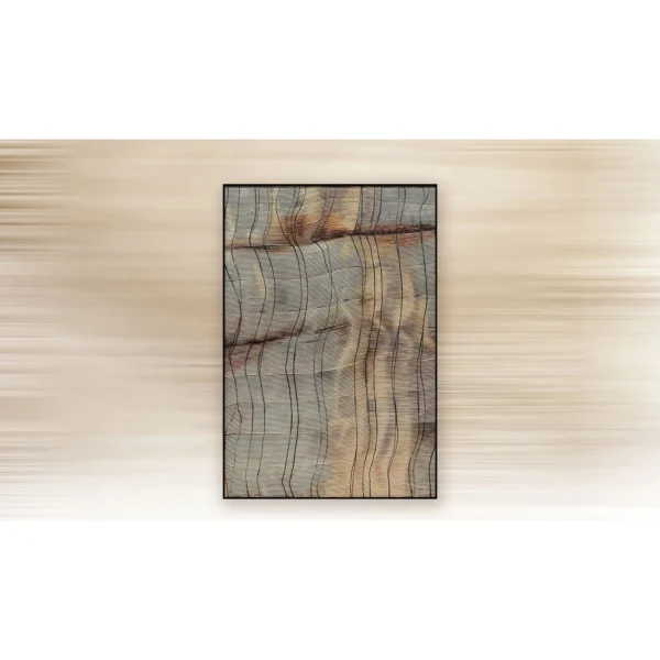 Wood Grain Abstract Wall Art in Black Frame, 75 x 110 cm — in a room setting