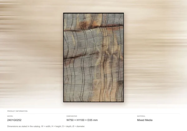 Wood Grain Abstract Wall Art in Black Frame, 75 x 110 cm — dimensions