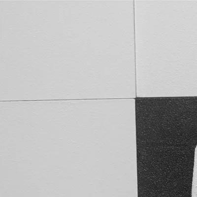 White Tile Grid Wall Art with Black Brushstroke, 60 x 80 cm in ivory — detail