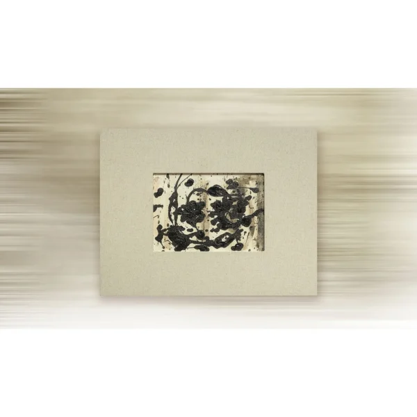 Small Ink Splash on Linen Wall Art, 43 x 33 cm in oatmeal — in a room setting