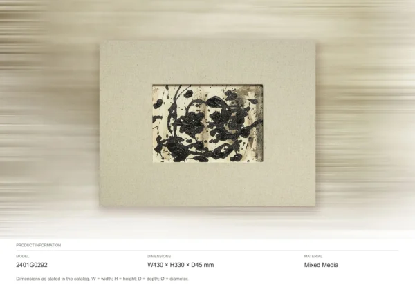 Small Ink Splash on Linen Wall Art, 43 x 33 cm in oatmeal — dimensions