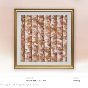 Blush Petal Stripe Painting in Gold Frame, 55 x 55 cm — dimensions