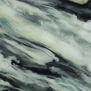 Tall Oval Marbled Green Wall Art, 80 x 180 cm in olive — detail