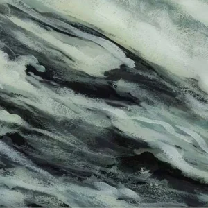 Tall Oval Marbled Green Wall Art, 80 x 180 cm in olive — detail