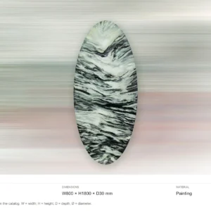 Tall Oval Marbled Green Wall Art, 80 x 180 cm in olive — dimensions