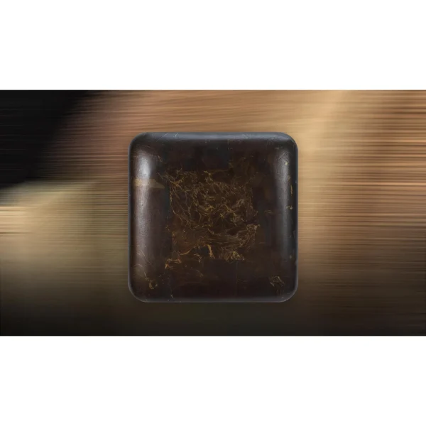 Small Dark Bronze Glazed Tile, 30 x 30 cm in bronze — in a room setting