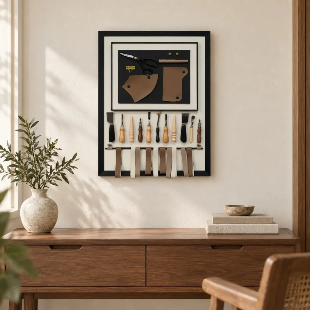 Woodworking Tools Shadow Box in Black Frame, 40 x 45 cm — front view