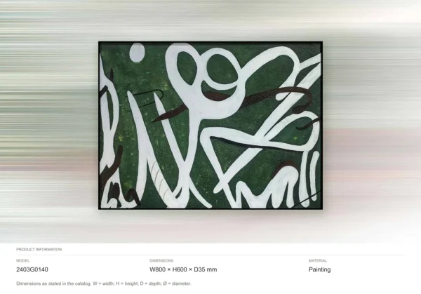 White Line Abstract on Green Painting in Black Frame, 80 x — dimensions