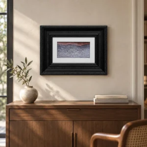 Small Mountain Sketch in Black Ribbed Frame, 40 x 30 cm — front view