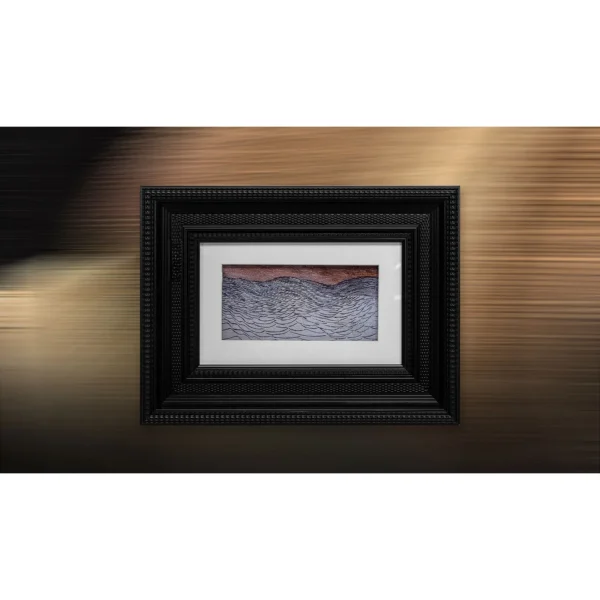 Small Mountain Sketch in Black Ribbed Frame, 40 x 30 cm — in a room setting