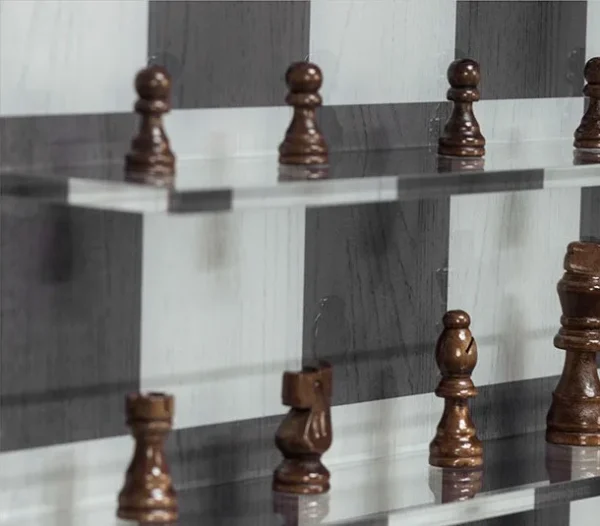 Chessboard Wall Art with Pieces in Black Frame, 70 x 90 cm — detail