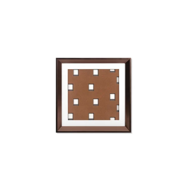 Cocoa Grid with White Tiles Wall Art in Walnut Frame, 53 x — in a room setting