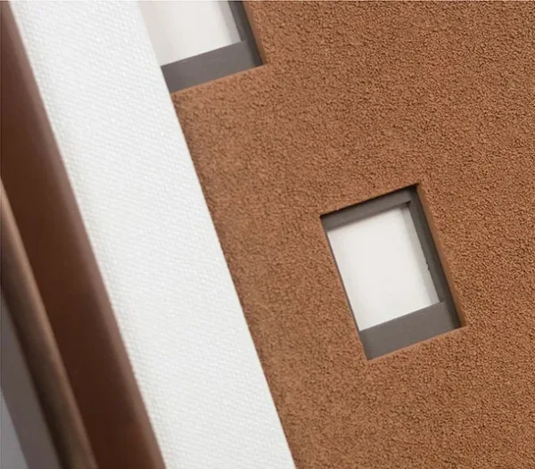 Cocoa Grid with White Tiles Wall Art in Walnut Frame, 53 x — detail