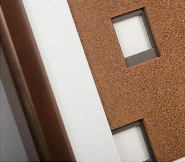 Cocoa Grid with White Tiles Wall Art in Walnut Frame, 53 x — detail
