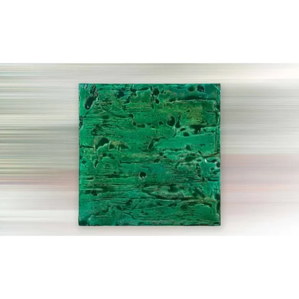 Emerald Textured Square Wall Art, 50 x 50 cm in olive — in a room setting