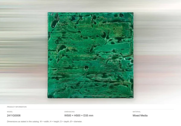 Emerald Textured Square Wall Art, 50 x 50 cm in olive — dimensions