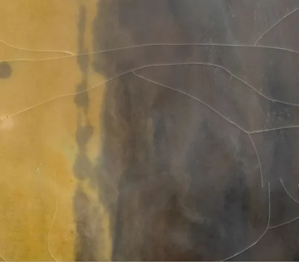 Gold and Charcoal Stripe Abstract Wall Art, 60 x 90 cm in brushed brass — detail