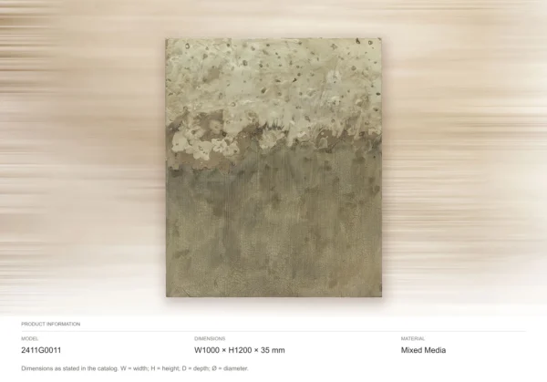 Sand and Sage Textured Horizon Wall Art, 100 x 120 cm in sand — dimensions