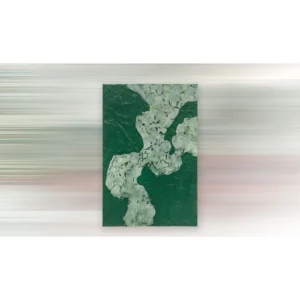 Emerald and White Blossom Abstract Wall Art, 80 x 120 cm in olive — in a room setting