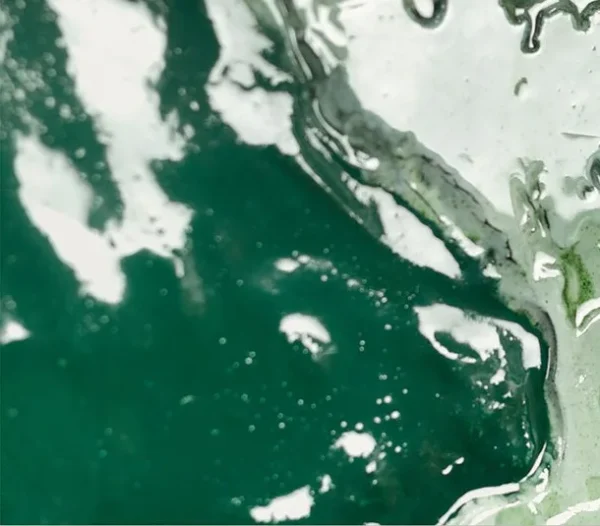 Emerald and White Blossom Abstract Wall Art, 80 x 120 cm in olive — detail
