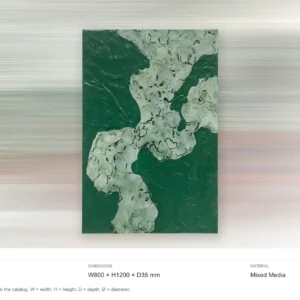 Emerald and White Blossom Abstract Wall Art, 80 x 120 cm in olive — dimensions