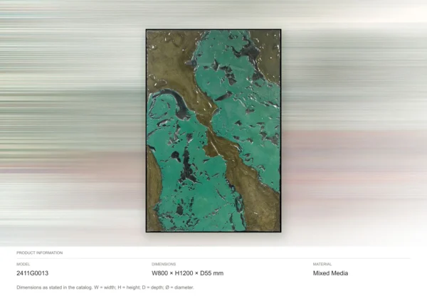 Teal and Olive Marbled Relief Wall Art, 80 x 120 cm in blue — dimensions