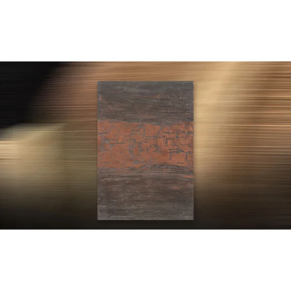 Rust and Slate Striated Abstract Wall Art, 90 x 130 cm in rust — in a room setting