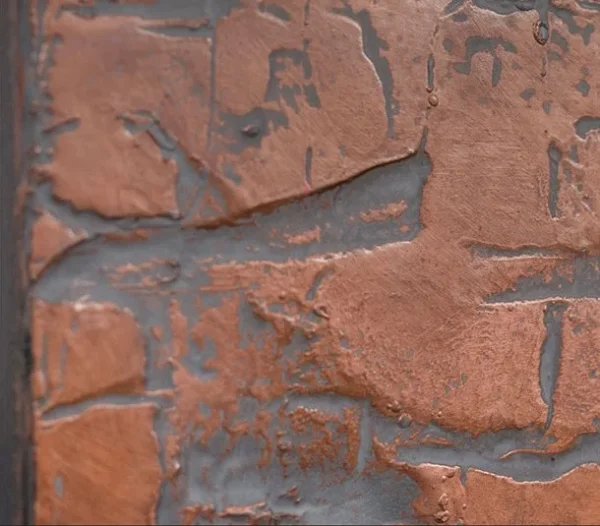 Rust and Slate Striated Abstract Wall Art, 90 x 130 cm in rust — detail