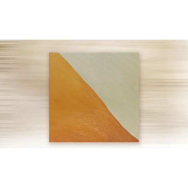Orange and Cream Diagonal Ridged Wall Art, 50 x 50 cm in rust — in a room setting
