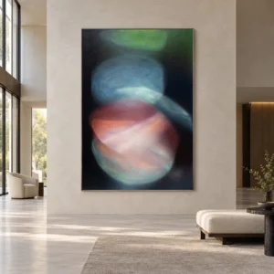 Blurred Sphere Abstract Painting, 130 x 180 cm in black — front view