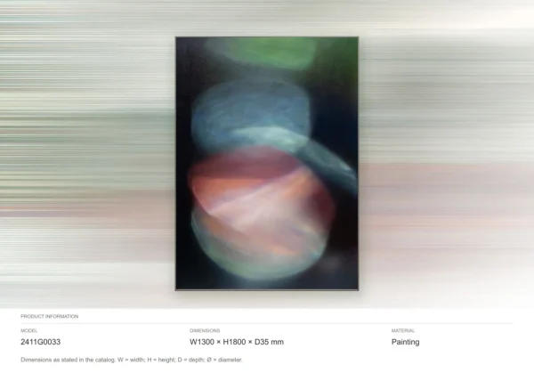 Blurred Sphere Abstract Painting, 130 x 180 cm in black — dimensions