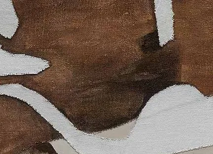 Brown and White Abstract Shape Painting, 130 x 130 cm in clay — detail