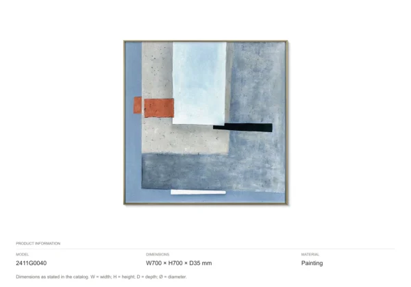 Blue and Grey Geometric Painting in blue — dimensions