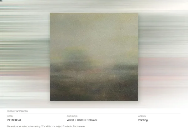 Misty Horizon Painting in Sage and Grey, 60 x 60 cm — dimensions