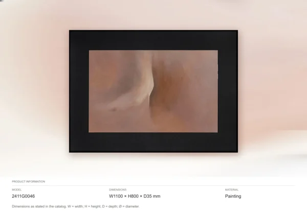 Terracotta Wash Painting in Wide Black Frame, 110 x 80 cm — dimensions