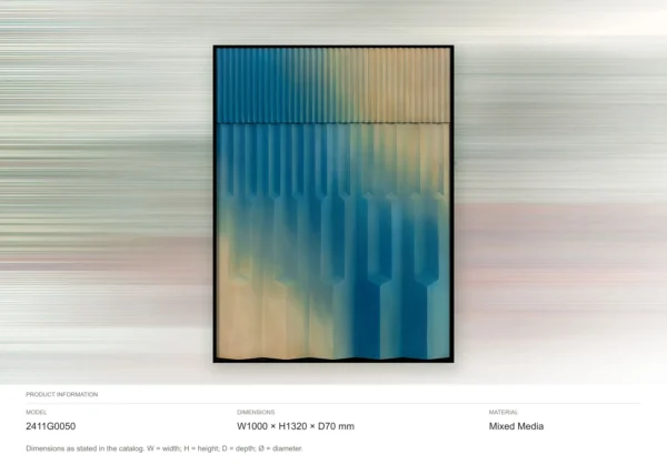 Blue Gradient Ribbed Relief Wall Art, 100 x 132 cm in blue — dimensions