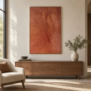 Rust Dot Spiral Relief Wall Art, 80 x 120 cm in rust — front view