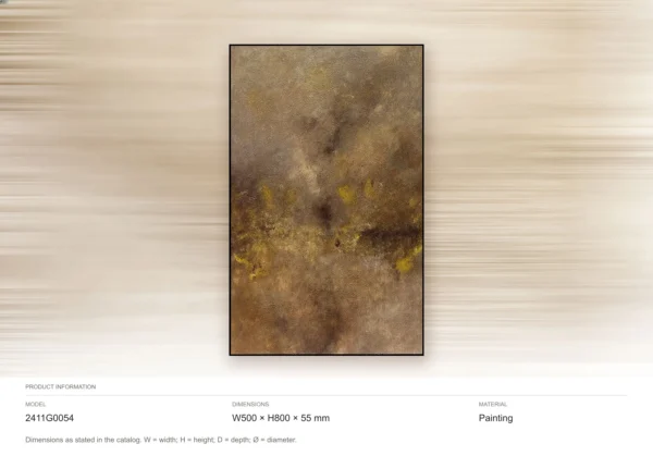Amber Mist Textured Painting in Black Frame, 50 x 80 cm — dimensions