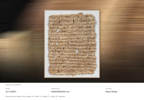 Raffia Weave Panel in Slim Frame, 65 x 80 cm — dimensions